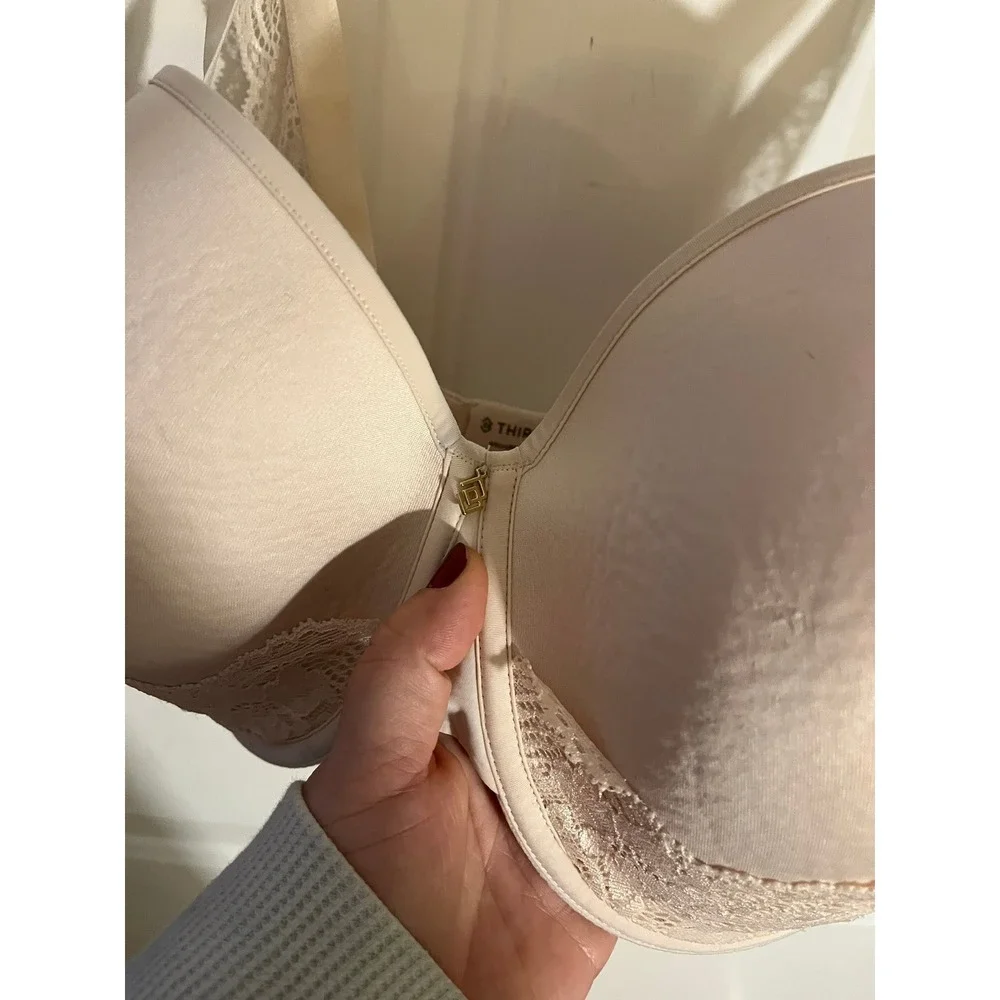 ThirdLove NWOT‎ $78 Women's Cream 24/7 Lace Detail T-Shirt Underwired Bra in 34H